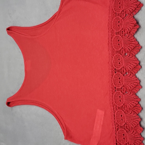 Zara 🪸 Crop Swing Top with Lace Trim ~ Rosy Coral Color - Picture 4 of 9